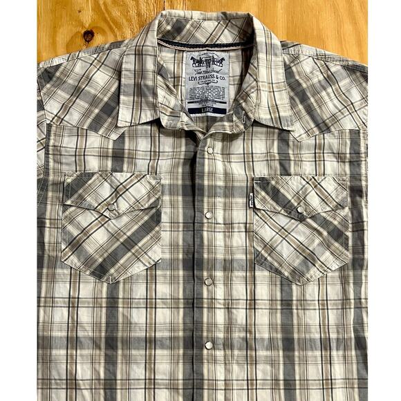 Levi Strauss & Co Two Horse Brand Western Pearl Snap Plaid Shirt Men’s L Cowboy - Picture 1 of 14